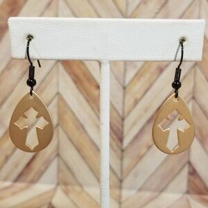 Cross Cut-Out Earrings, Gold